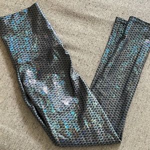 Size Small Blue Metallic High Waister Leggings